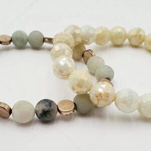 Natural Agate Stone Beaded Stretch Bracelet
